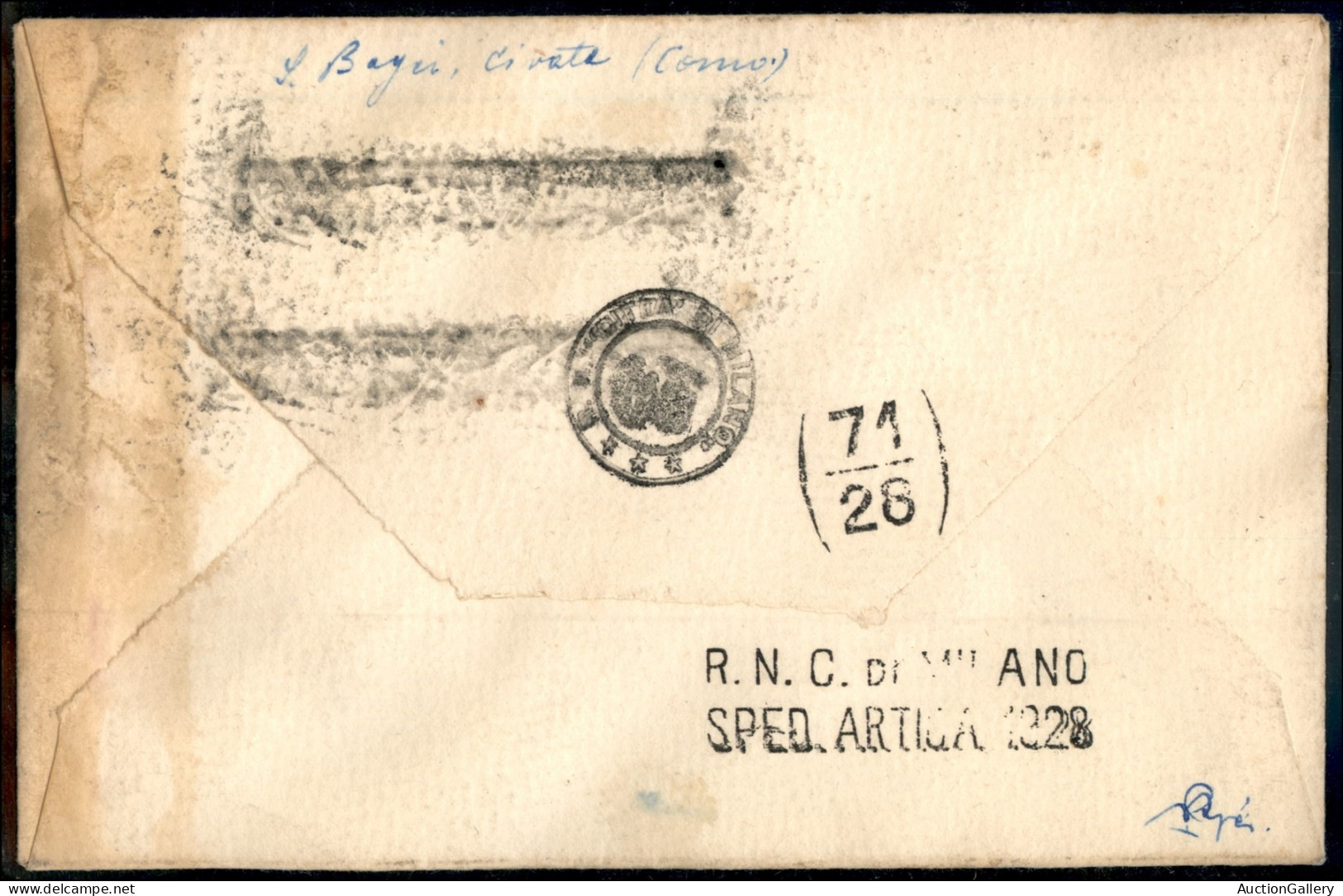 Regno - Posta Aerea - 1928 (10 Giugno) - Sesto Calende Kingbay - Longhi 1819 - Aerogramma Con Al Retro Gli Annulli Del R - Other & Unclassified