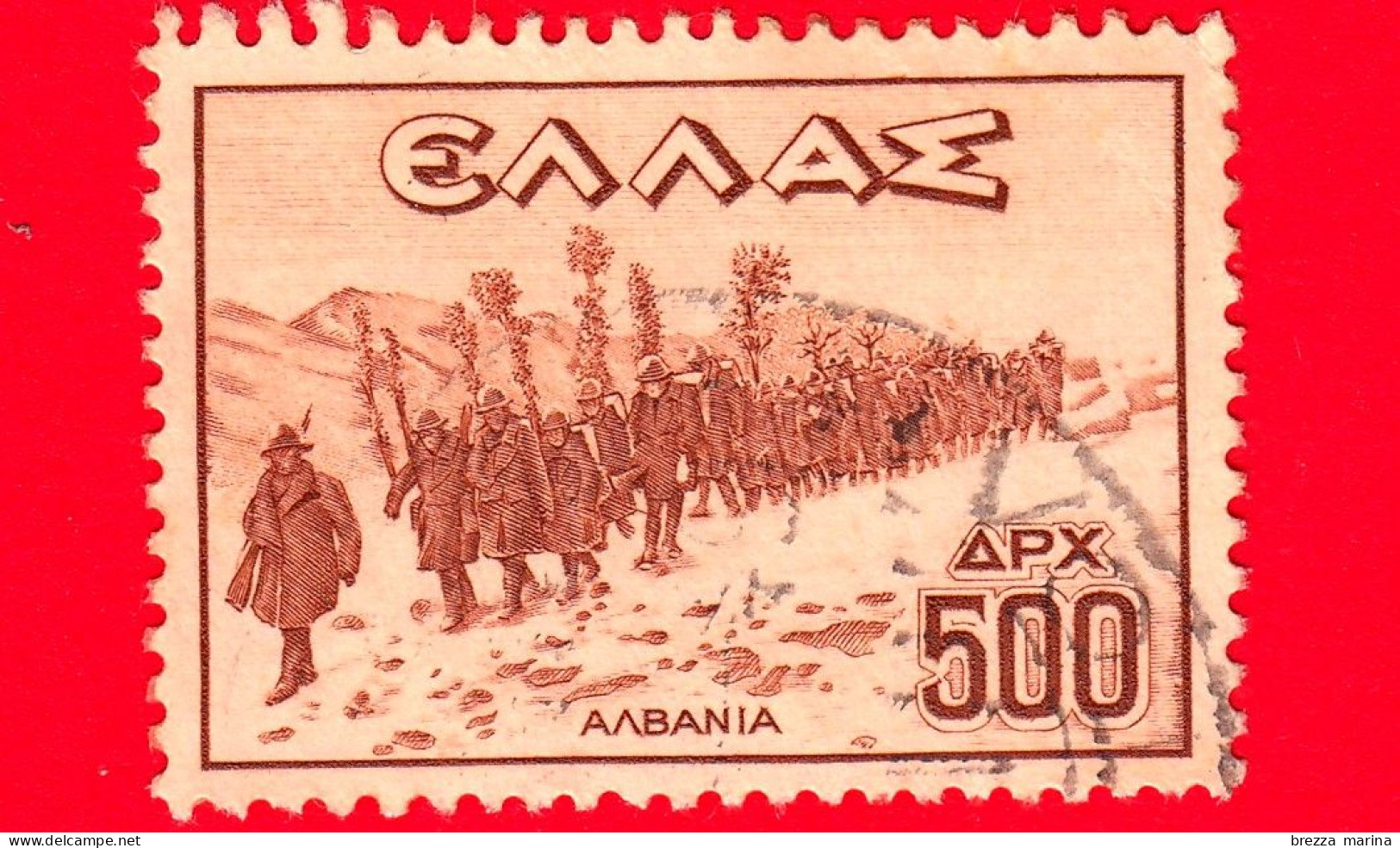 GRECIA - HELLAS - Usato - 1947 - Emissioni Della Vittoria - Esercito - Campagna Militare In Albania - 500 - Oblitérés
