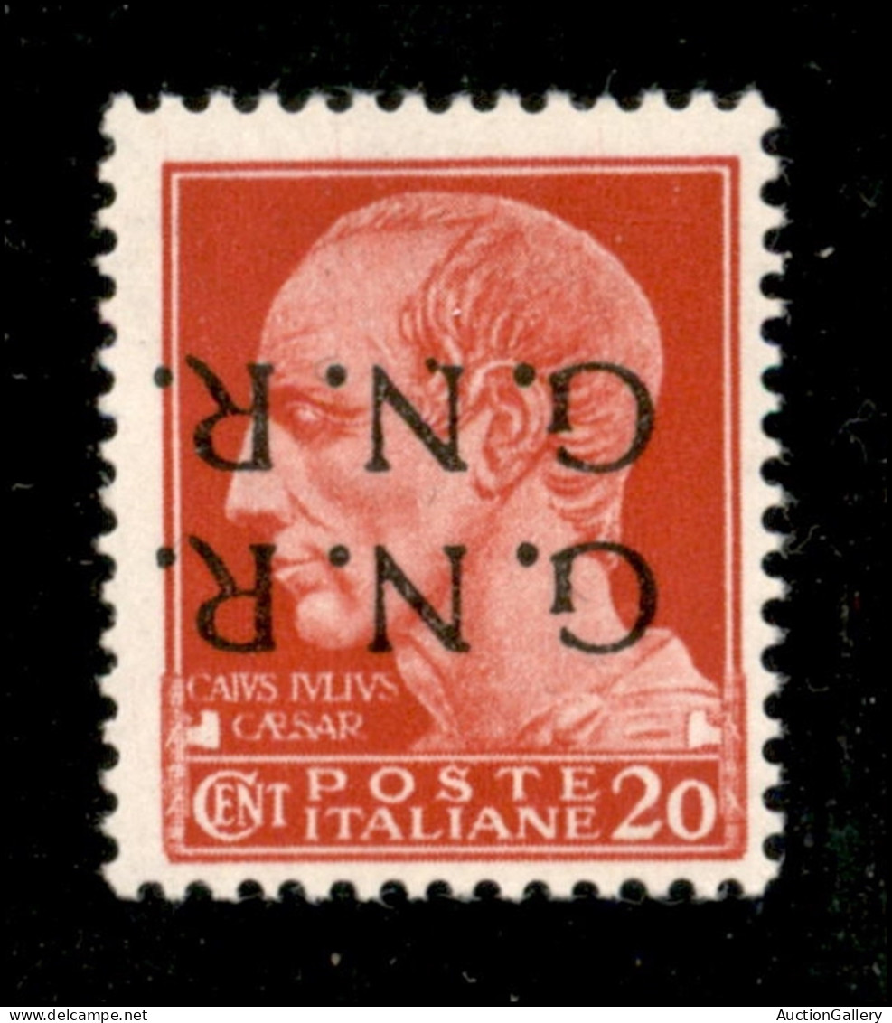 RSI - G.N.R. Verona - 1944 - 20 Cent (473c) Con Doppia Soprastampa Capovolta - Gomma Integra - Oliva - Sonstige & Ohne Zuordnung