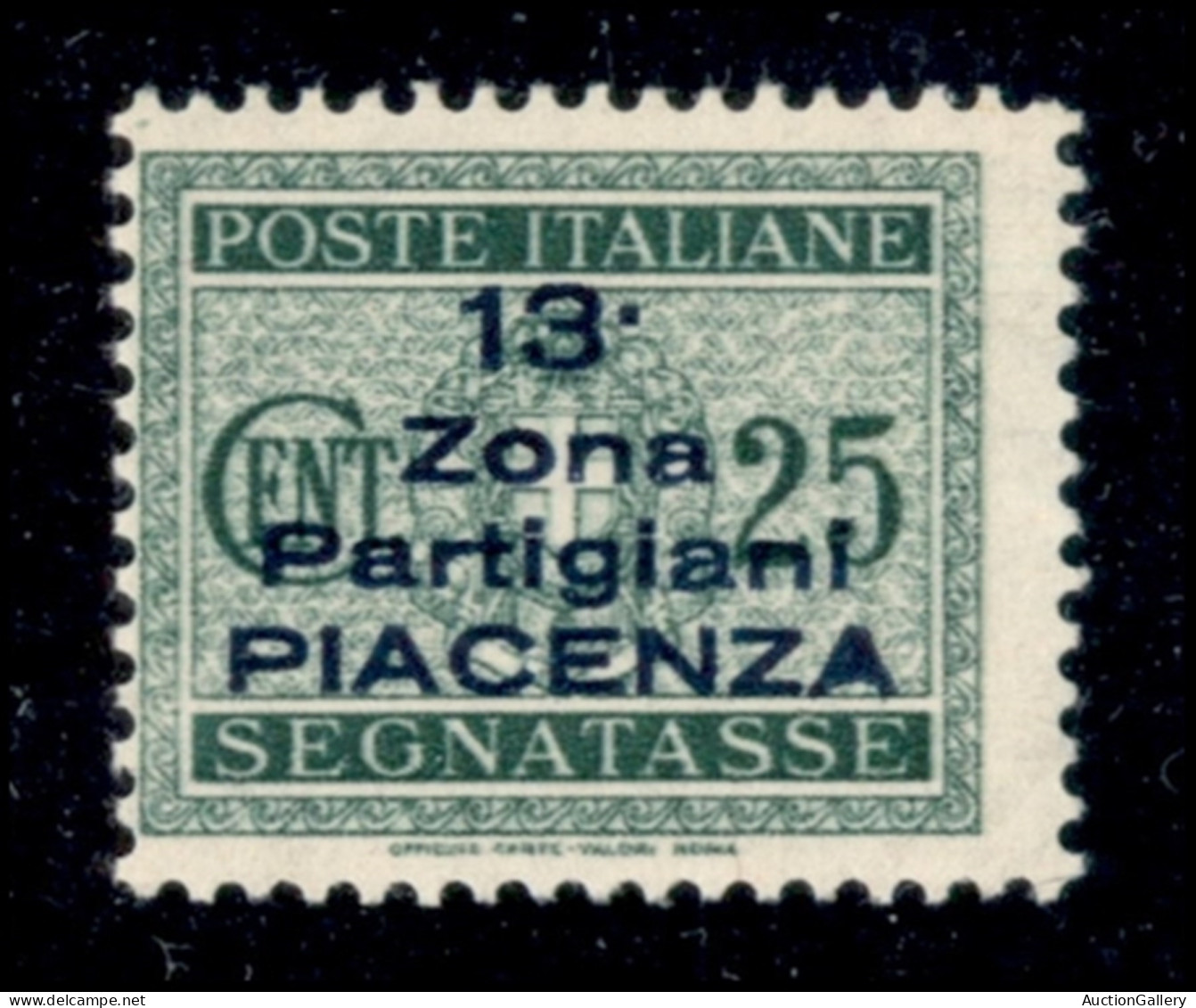 C.L.N. - Piacenza - 1945 - 25 Cent (Errani 22A) Con Soprastampa Azzurra - Gomma Integra - Cert. AG - Autres & Non Classés