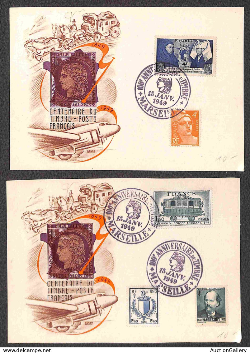 Europa - Francia - 1949 - 5 buste + 8 cartoline speciali - affrancature del periodo