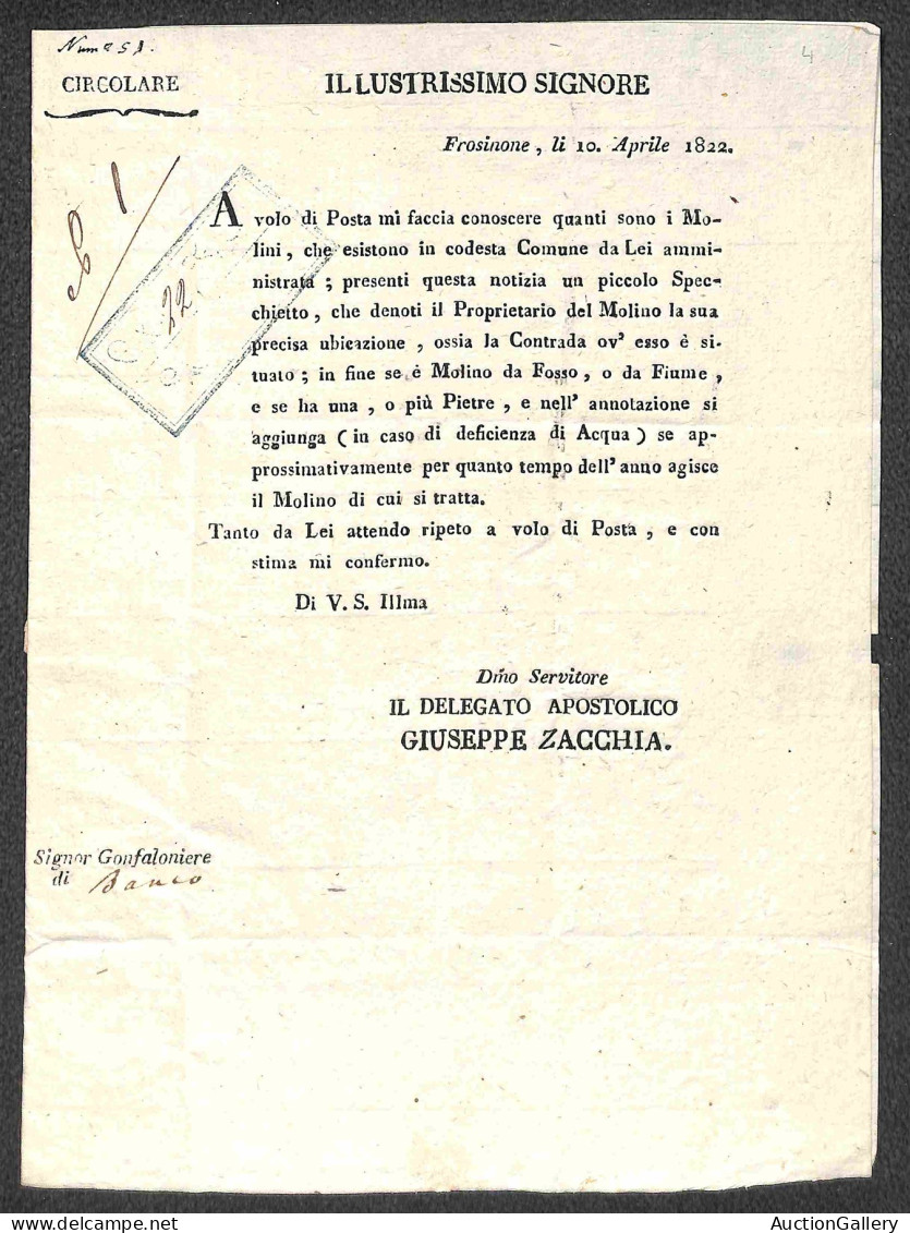 Prefilateliche&Documenti - Italia - 1822/1842 - Frosinone - Due Circolari E Stampa Per Bauco - Autres & Non Classés