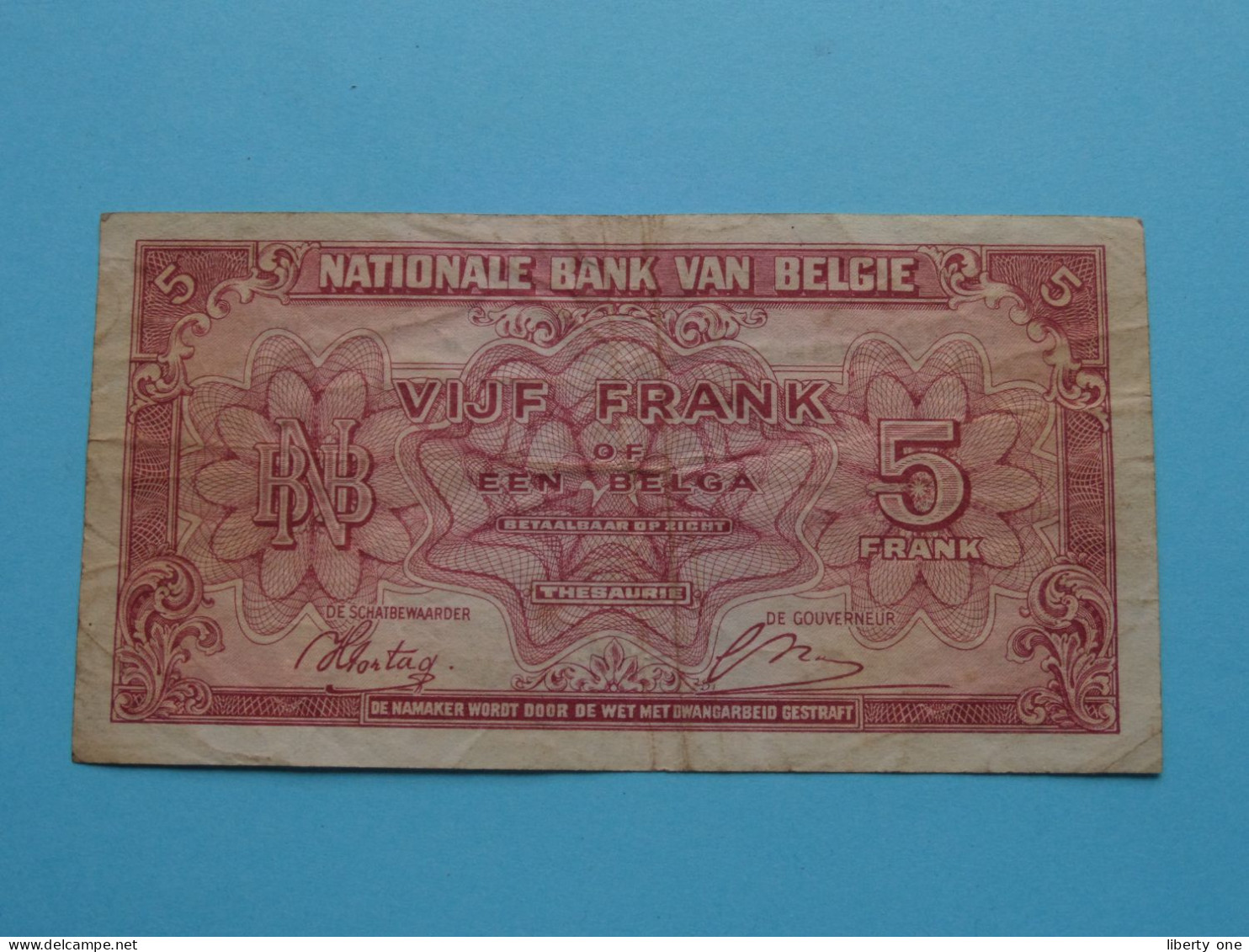 Vijf Frank / 1 BELGA ( 01-02-43 ) Cinq Francs ( Zie SCANS Voor Detail ) België / Belgique / Belgium ! - 5 Francs-1 Belga