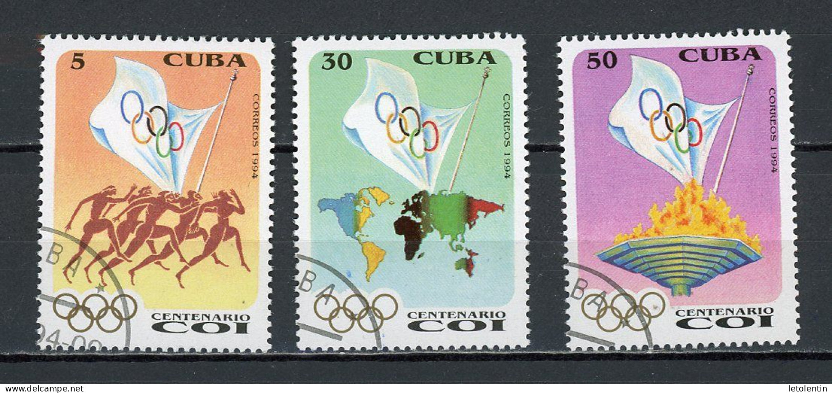 CUBA -  100 ANS DES JO  N°Yt 3376/3378 Obli. - Gebraucht