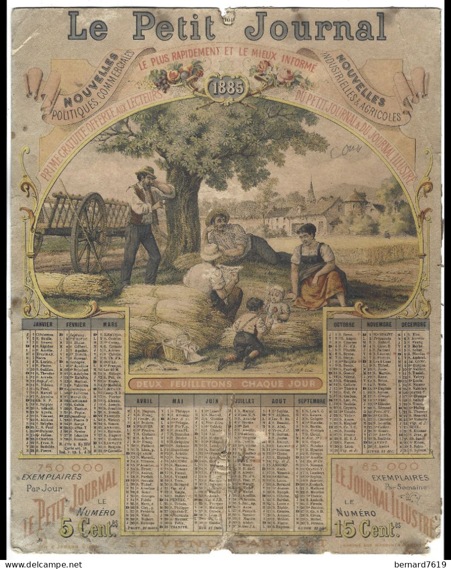 Almanach  Calendrier    La Poste - 1885 - Le Petit Journal Illustre - Formato Grande : ...-1900