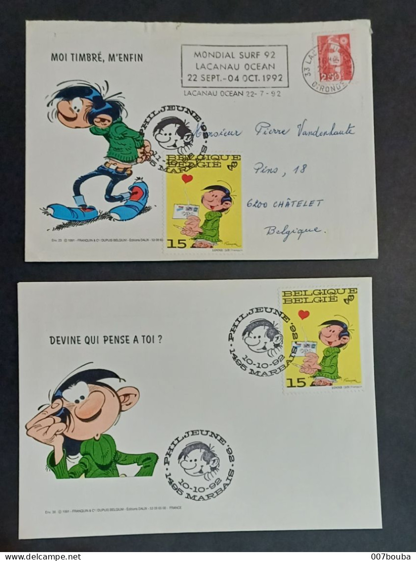 GASTON LAGAFFE / PHILATÉLIE DE LA JEUNESSE 1992 / LOT DE 10 DOCUMENTS - Philabédés (comics)