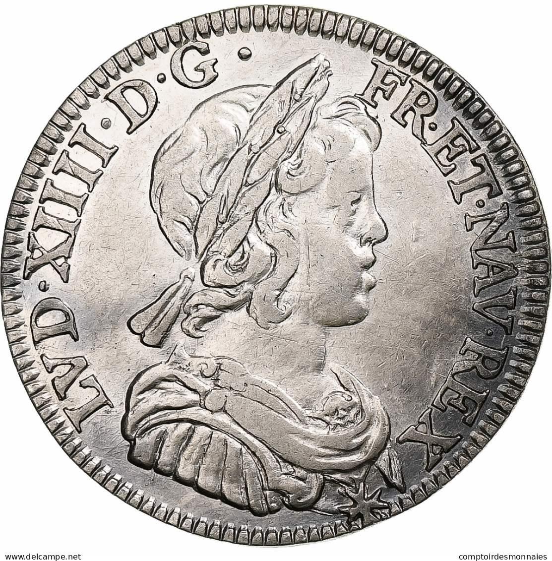 France, Louis XIV, 1/4 Écu à La Mèche Courte, 1644, Paris, Point, Argent - 1643-1715 Ludwig XIV.