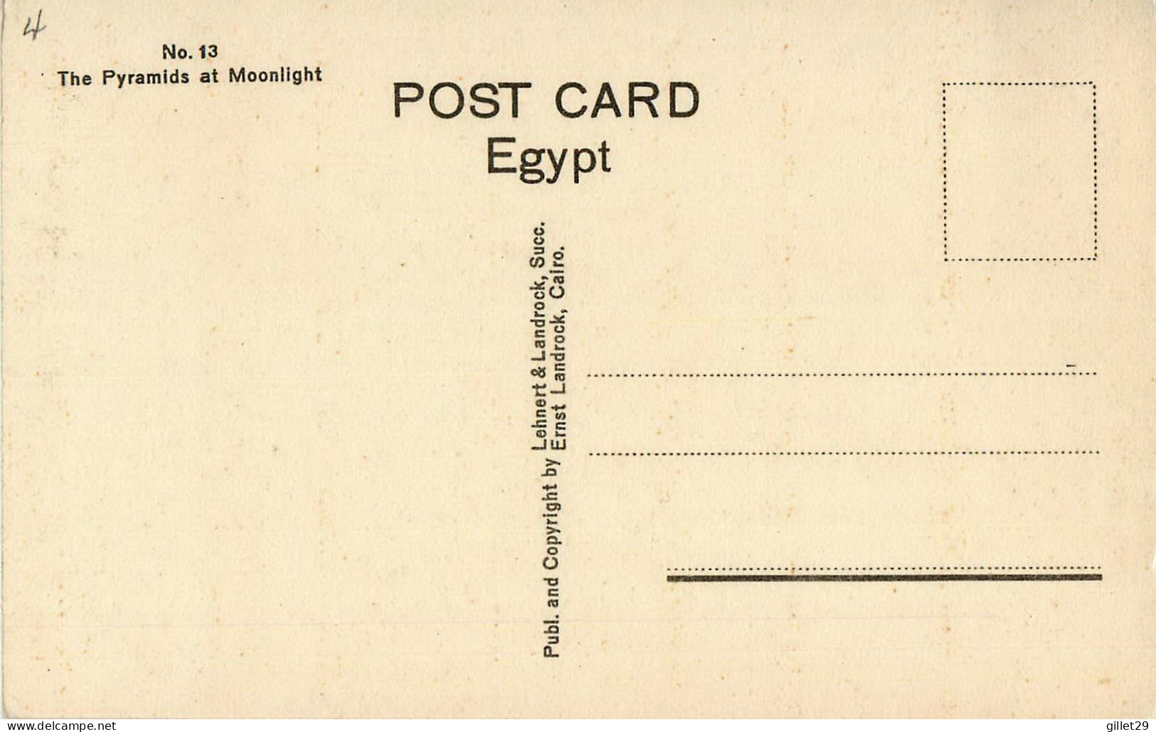 CAIRO, EGYPTE - THE PYRAMID AT MOONLIGHT - LEHNERT & LANDROCK - - Sphinx