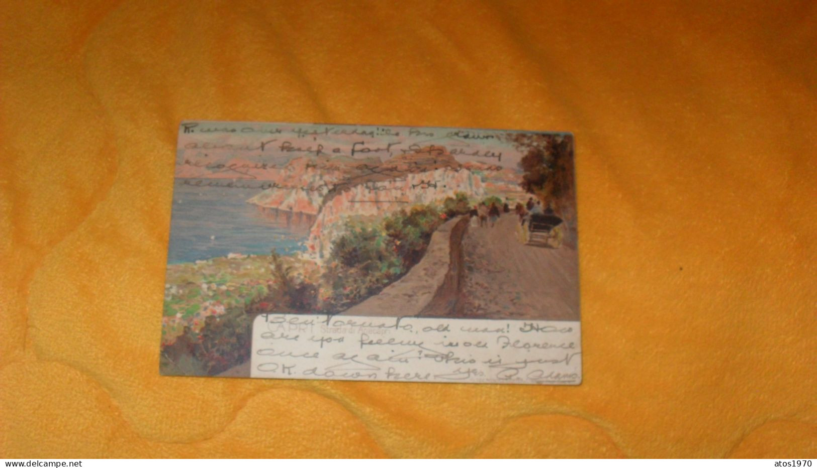 CARTE POSTALE ANCIENNE CIRCULEE DATE ?../ CAPRI.- STRADA DI ANACAPRI..CACHETS + TIMBRE - Giugliano In Campania