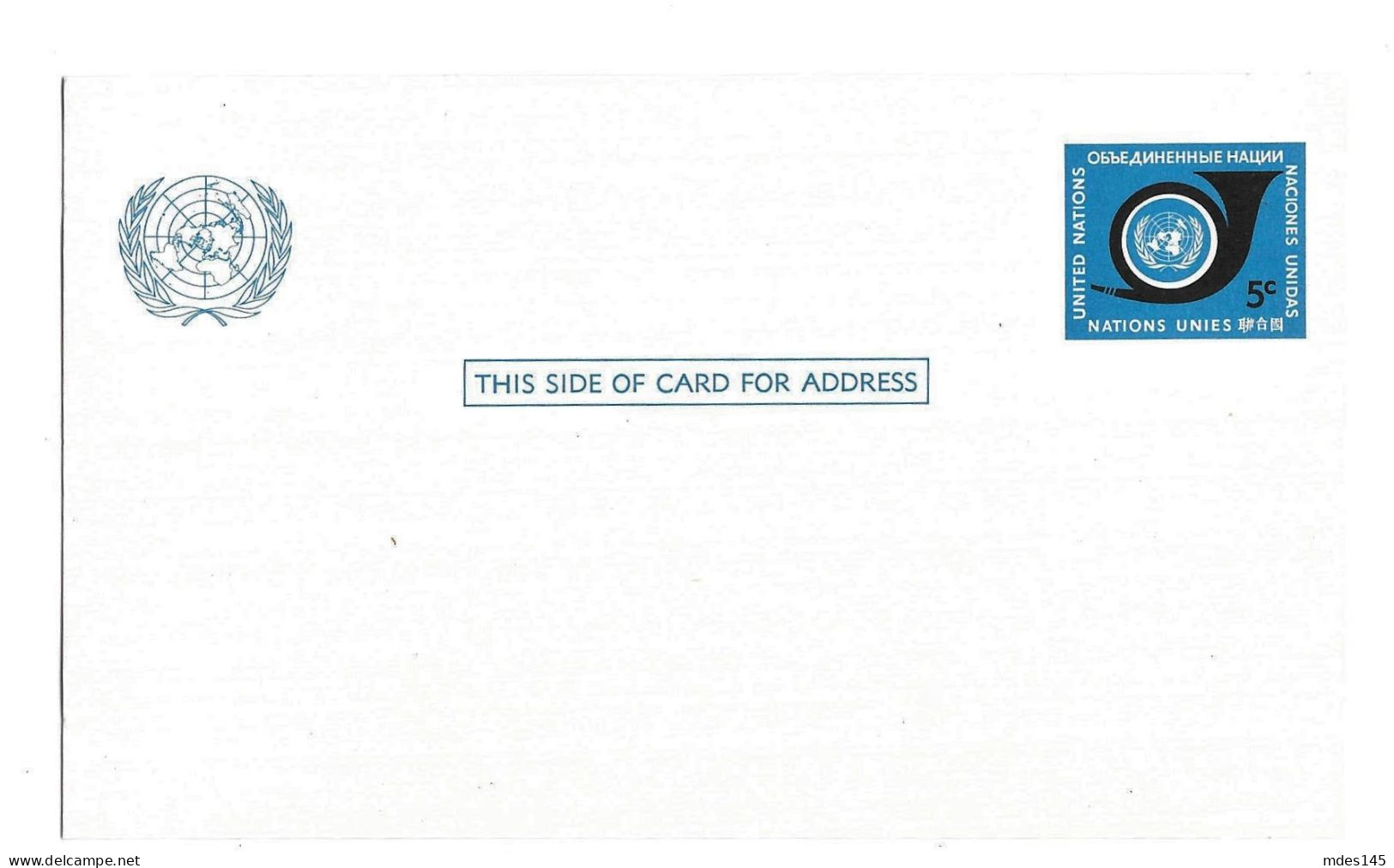 UN 2 United Nations 1969 5c Postal Card UX4 1 Work For Progress Slogan Cancel - Sonstige & Ohne Zuordnung