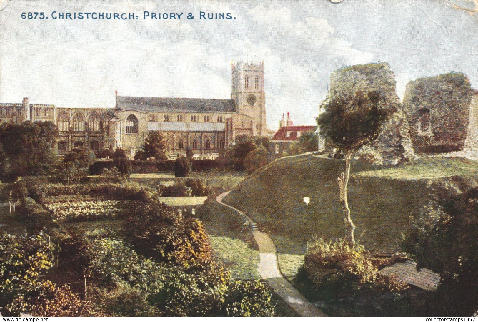 CHRISTCHURCH, BOURNEMOUTH, DORSET, PRIORY, RUINS, ARCHITECTURE, PARK, ENGLAND, UNITED KINGDOM, POSTCARD - Bournemouth (depuis 1972)