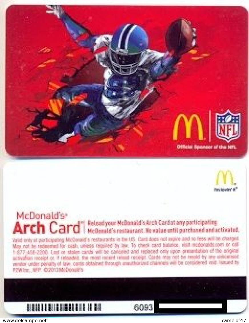 McDonald's U.S.A., Carte Cadeau Pour Collection, Sans Valeur, # 36,  Serial 6093, Issued In 2013 - Cartes De Fidélité Et Cadeau