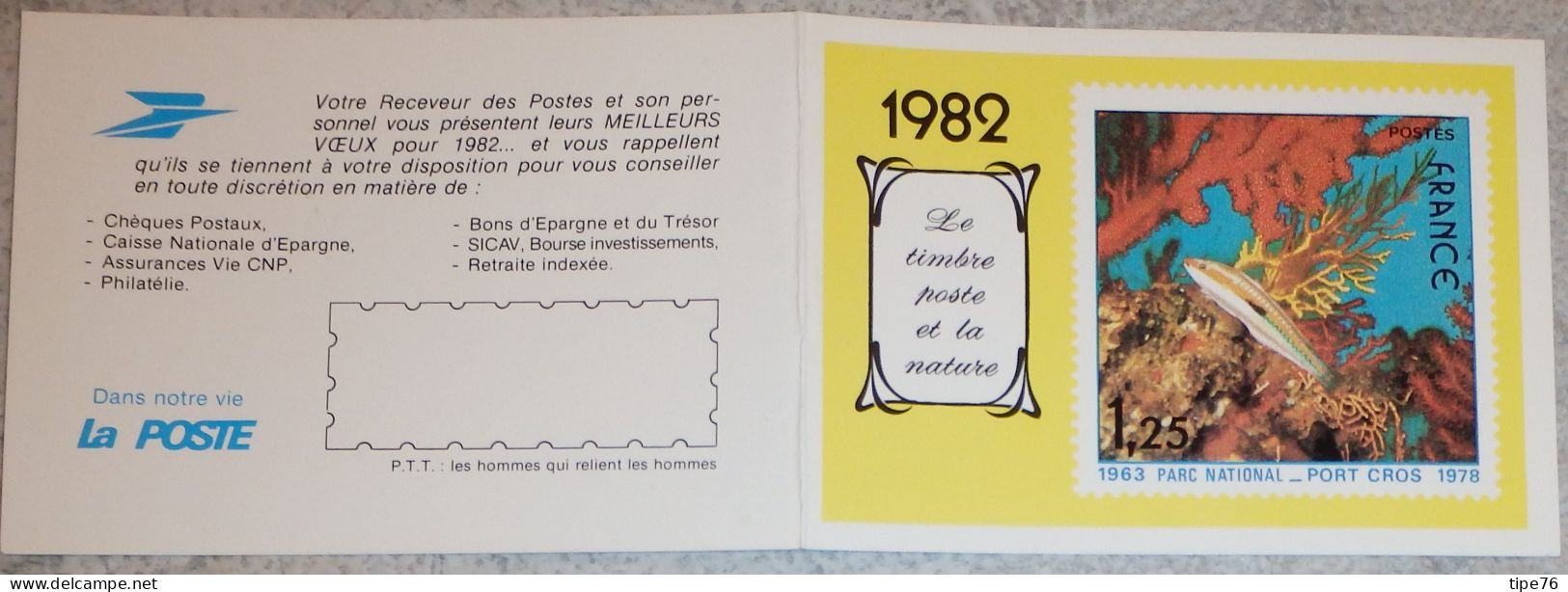 Petit Calendrier Poche  1982 La Poste P T T  Timbre Poste Parc Naturel Port Cros - Petit Format : 1981-90