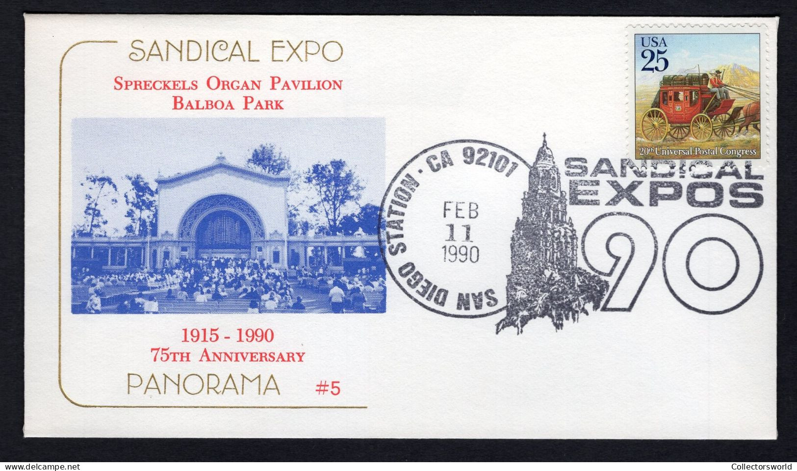 USA 1990 FDC Sandical Expo - Spreckels Organ Pavilion Balboa Park - FDC