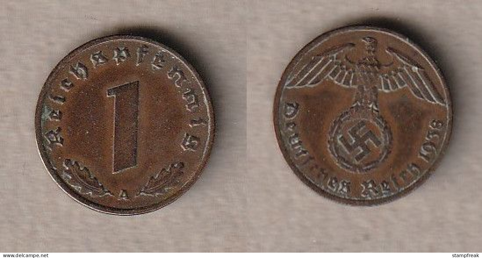 00907) Deutschland, 3. Reich, 1 Pfennig 1938A - 1 Reichspfennig