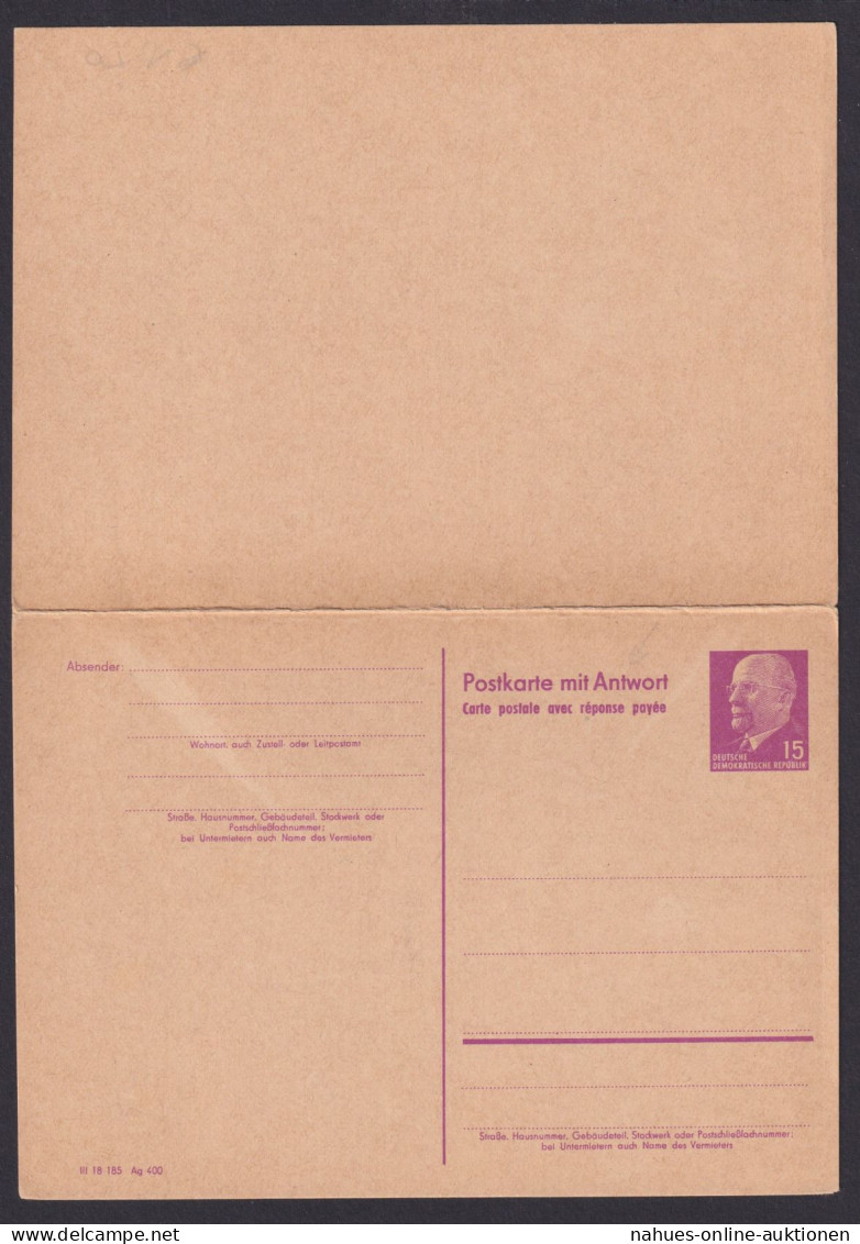DDR Ganzsache Ulbricht 15 Pf. Frage & Antwort P 74 Ausgabe 1961 Kat.-Wert 40,00 - Postkarten - Gebraucht