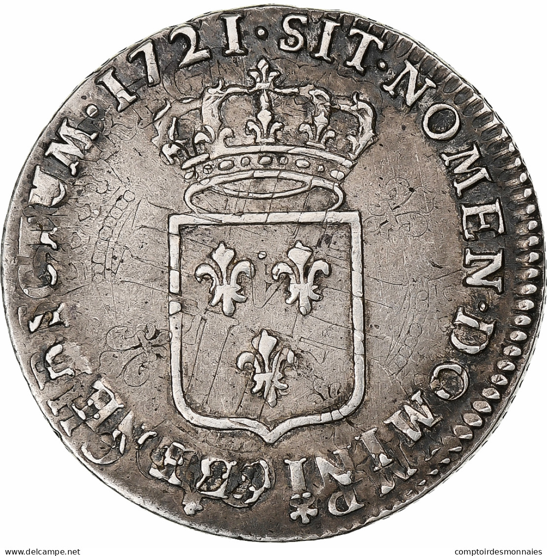 France, Louis XV, 1/3 écu De France, 1721, Rennes, Argent, TTB+, Gadoury:306 - 1715-1774 Louis XV Le Bien-Aimé