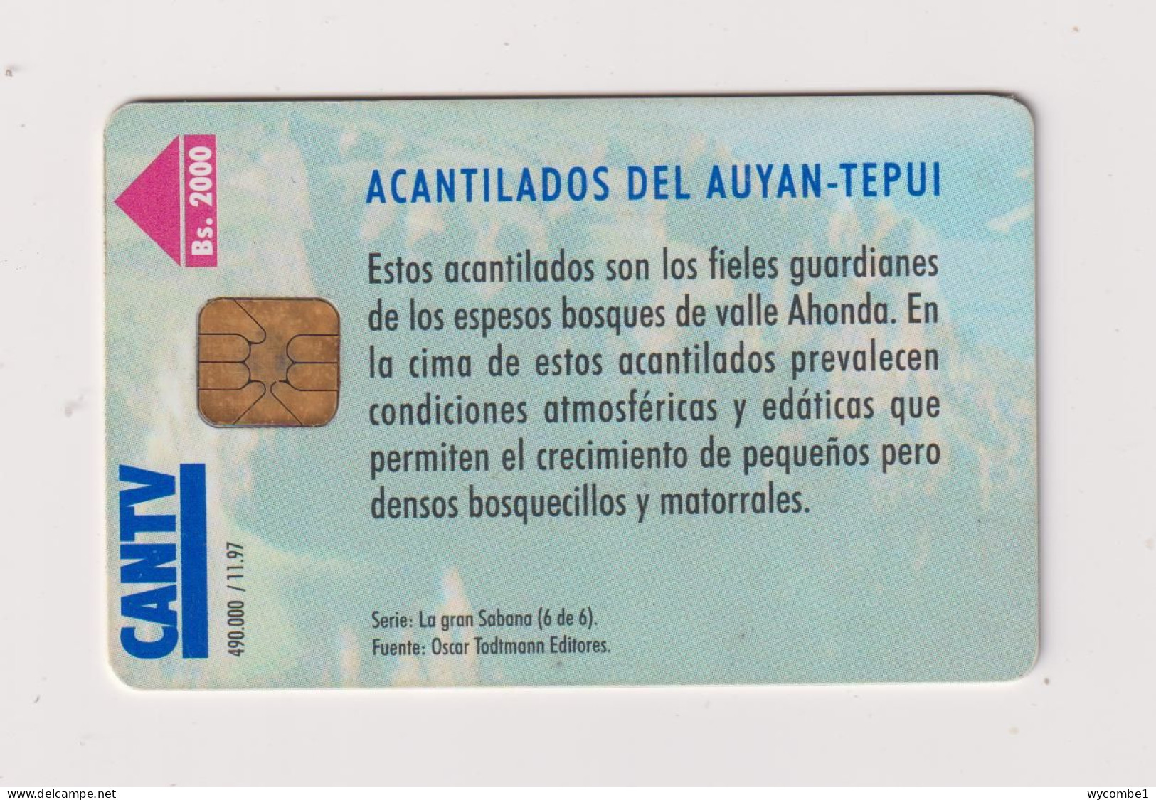 VENEZUELA  -  Acantilados Del Auyan Tepui Chip Phonecard - Venezuela