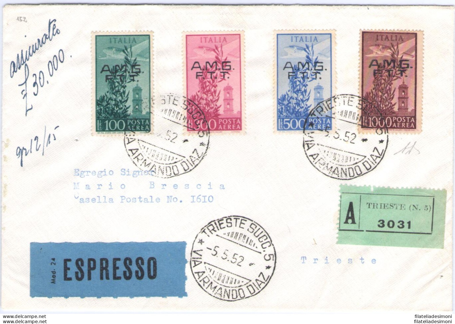 1952 TRIESTE A - Serie Campidoglio 4 Val. - Soprastampa Su Due Righe - 05-05-195 - Sonstige & Ohne Zuordnung