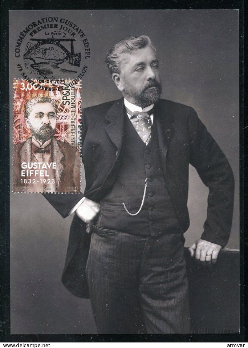 SAINT PIERRE ET MIQUELON (2023) Carte Maximum Card - Gustave Eiffel 1832-1923, Tour Eiffel - Maximum Cards