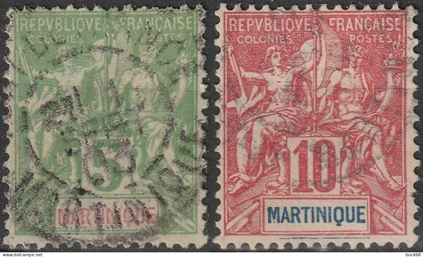 MARTINIQUE Poste   44 45 (o) Type Groupe 1899 (CV 4 €) [ColCla] - Used Stamps
