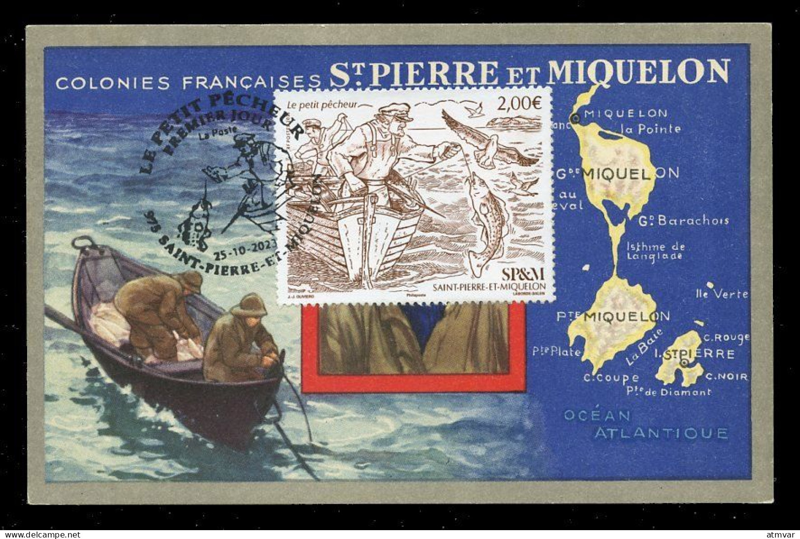 SAINT PIERRE ET MIQUELON (2023) Carte Maximum Card - Le Petit Pêcheur, Fishing Boat, Fisherman, Pêche - Cartes-maximum