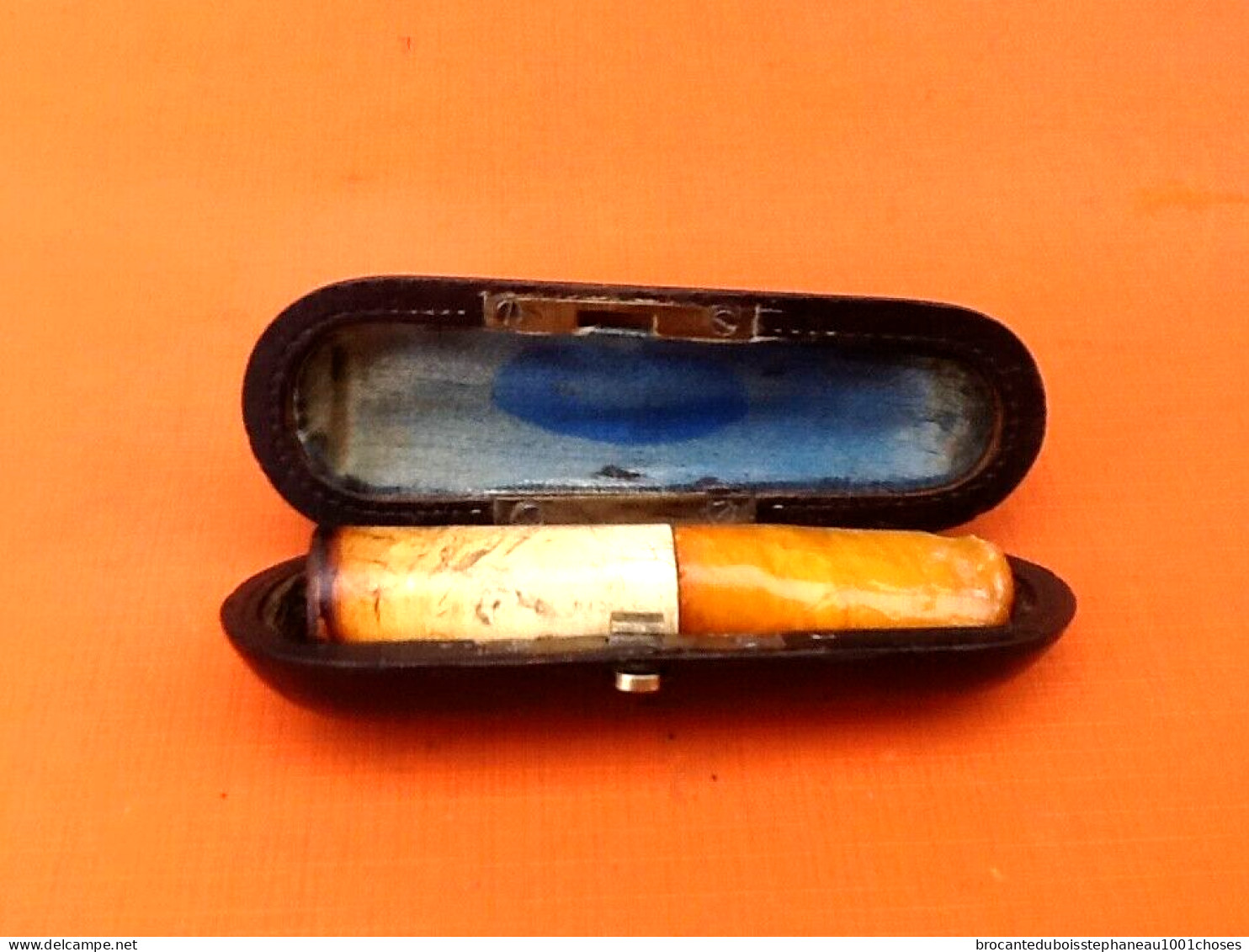 Années 1900  Fume-cigarette Ecume Et Ambre  Boitier / Etui En Bois Noirci - Fume-Cigarettes