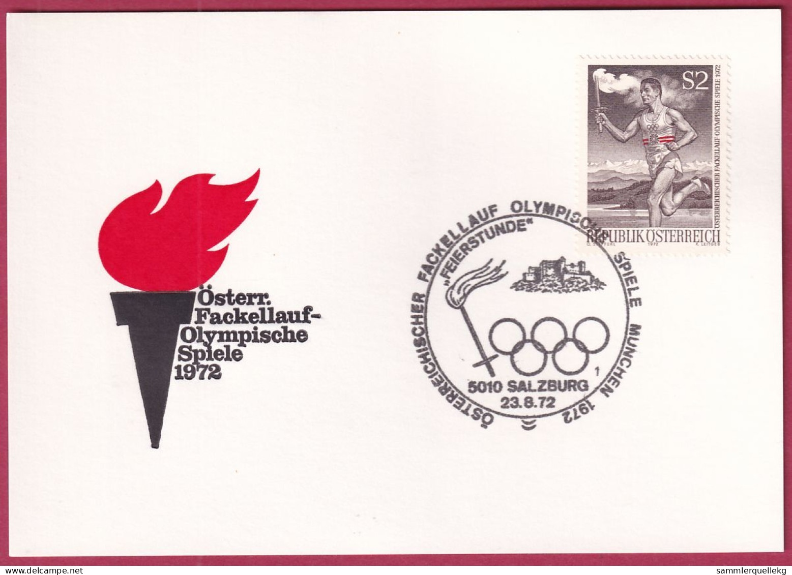 Österreich 1392 Sonderstempel Auf Karte, Fackellauf - Salzburg 23. 6. 1972 (Nr.10.002) - Covers & Documents