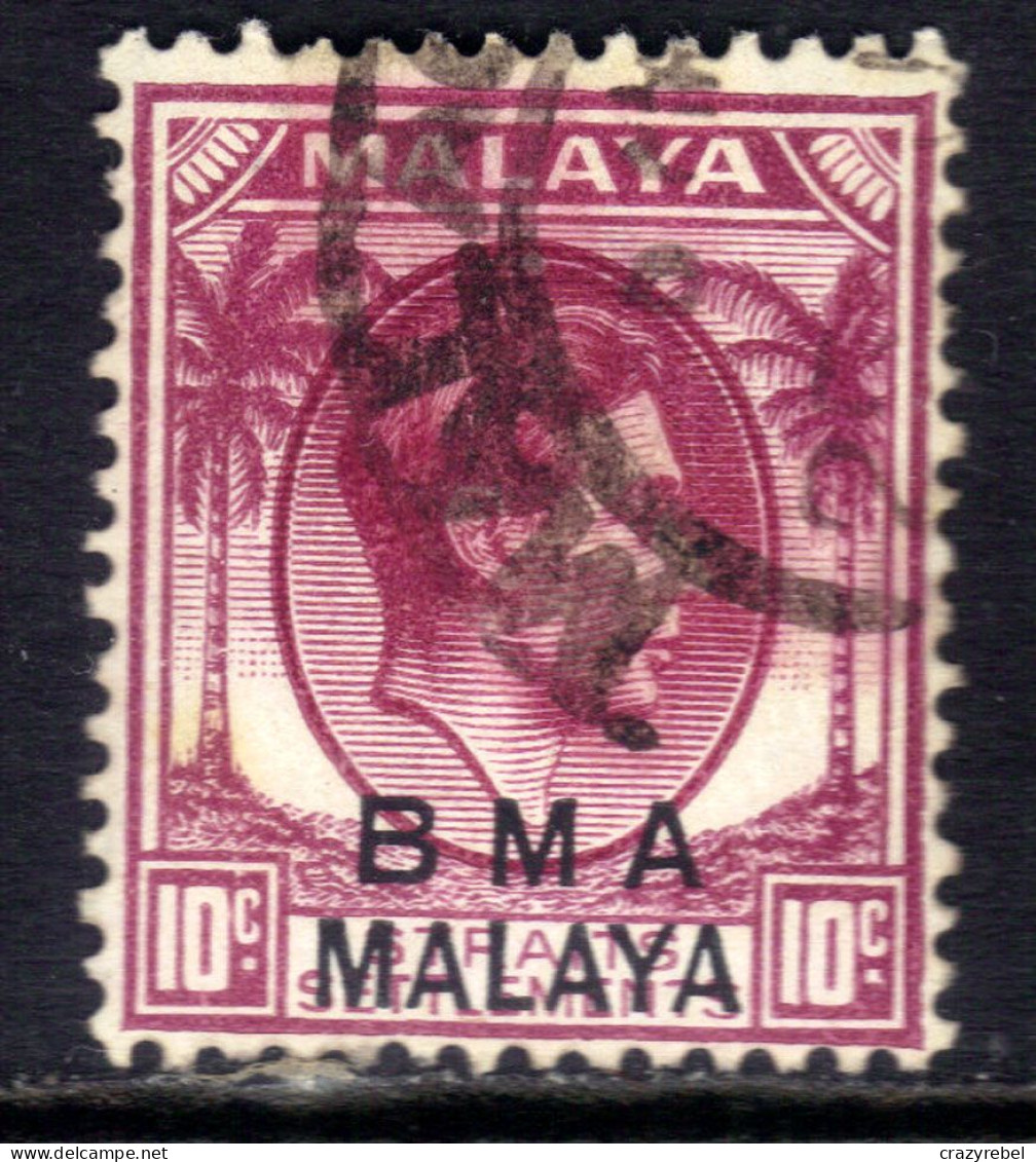 Malaya 1945 - 48 KGV1 10 Ct  Purple BMA OVPT Used Die 1 SG  8 ( L286 ) - Malaya (British Military Administration)