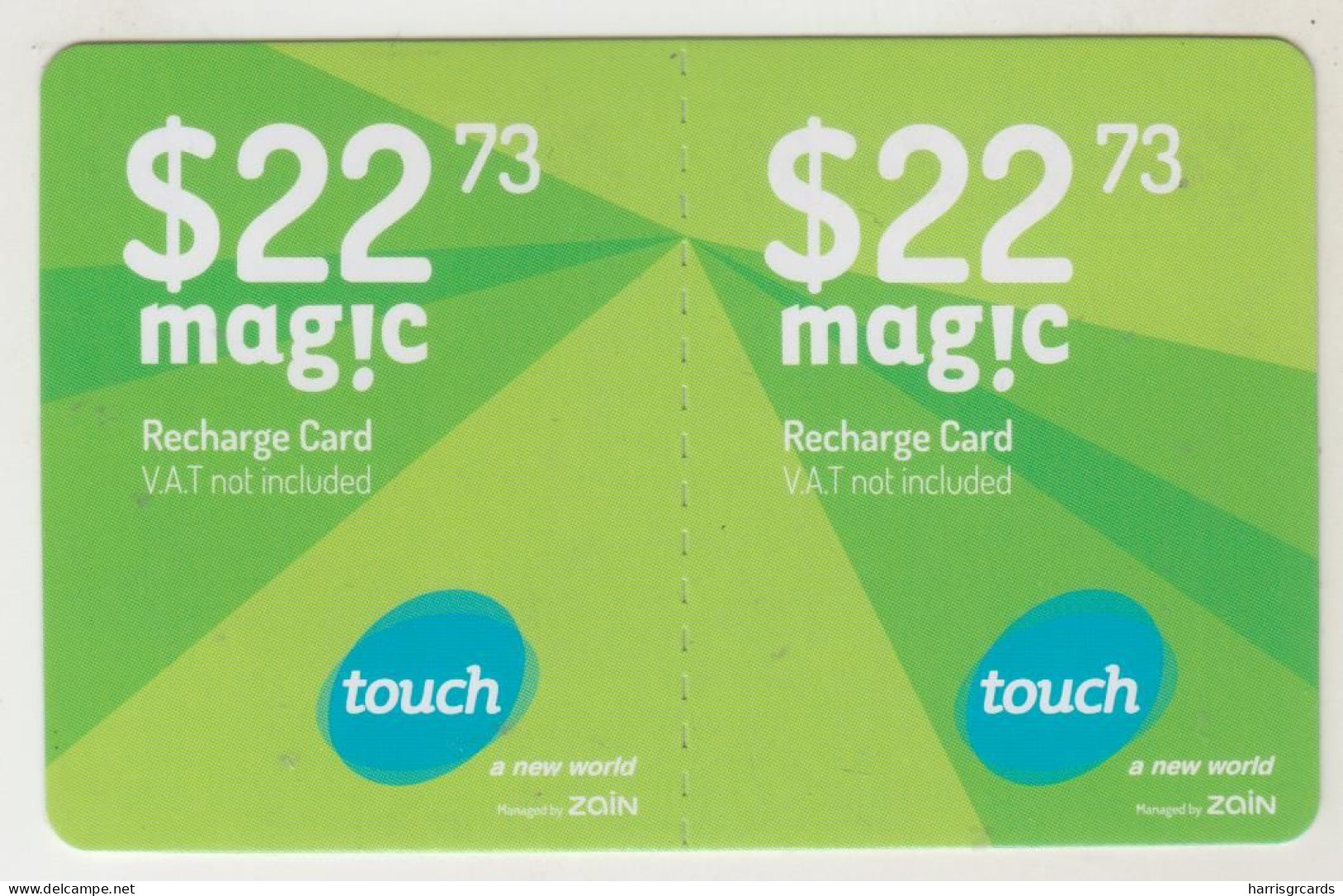 LEBANON - Magic (Half Size X2) , MTC Touch Recharge Card 22.73$, Exp.date 13/07/19, Used - Liban