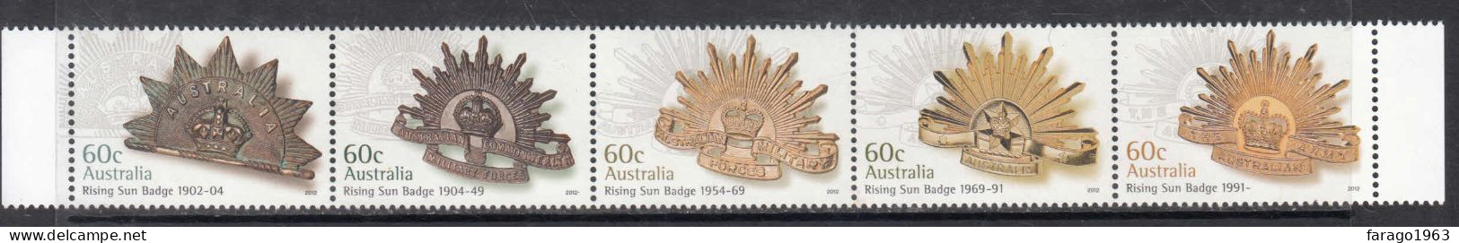 2012 Australia Military Badges Complete Strip Of 5 MNH @ BELOW FACE VALUE - Neufs