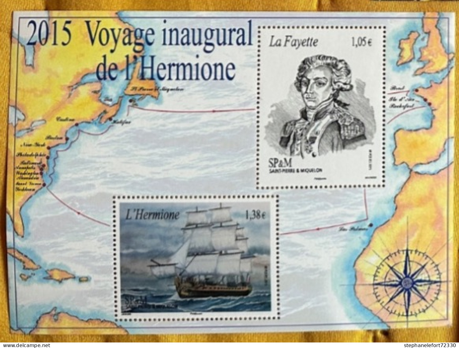Saint Pierre Et Miquelon 2015  - Bloc Voyage Inaugural De L'Hermione (YT 1137 Et 1138) - Blocks & Sheetlets