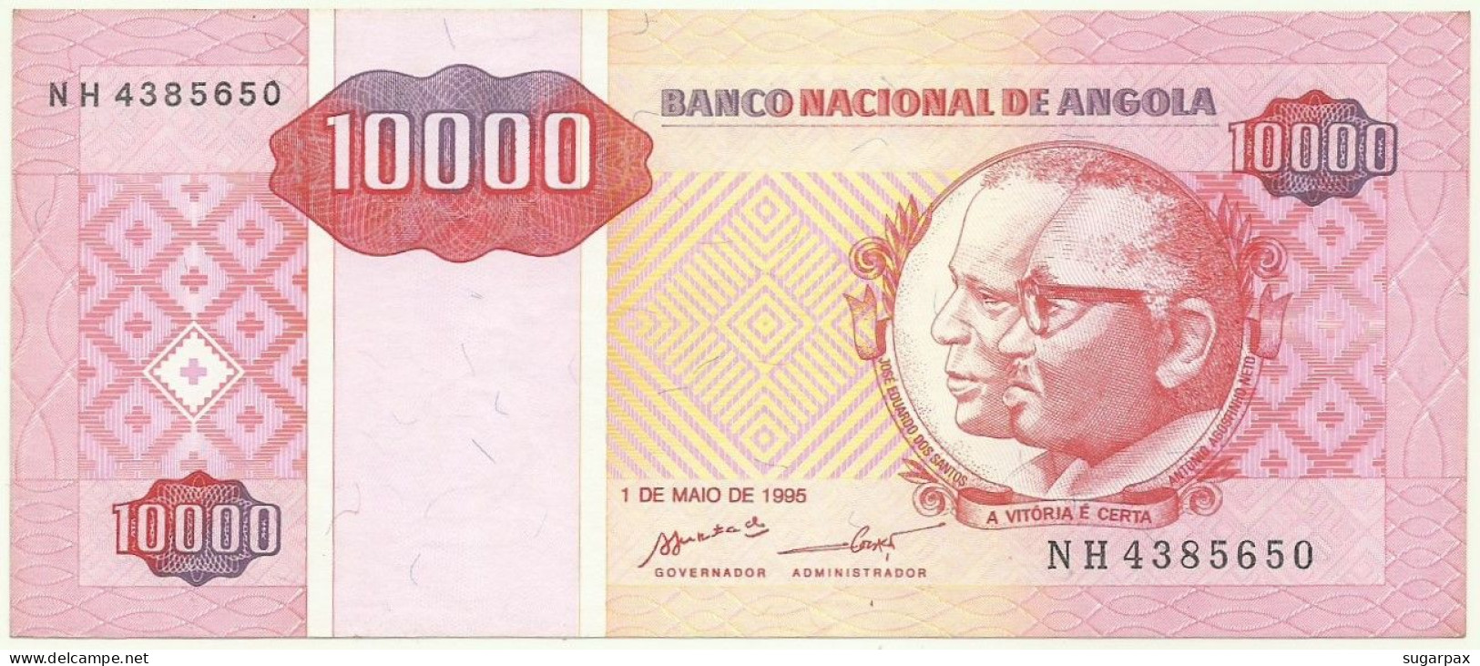 ANGOLA - 10000 KWANZAS REAJUSTADOS - 01.05.1995 - P 137 - Serie NH - JOSÉ EDUARDO DOS SANTOS E AGOSTINHO NETO - 10.000 - Angola