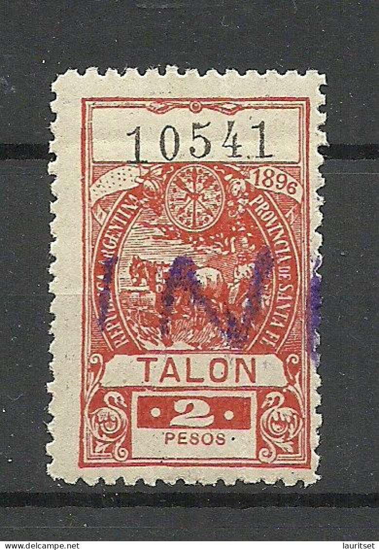 ARGENTINA Argentinien Provincia De Santa Fe 1896 Local Revenue Tax 2 Pesos O - Gebraucht