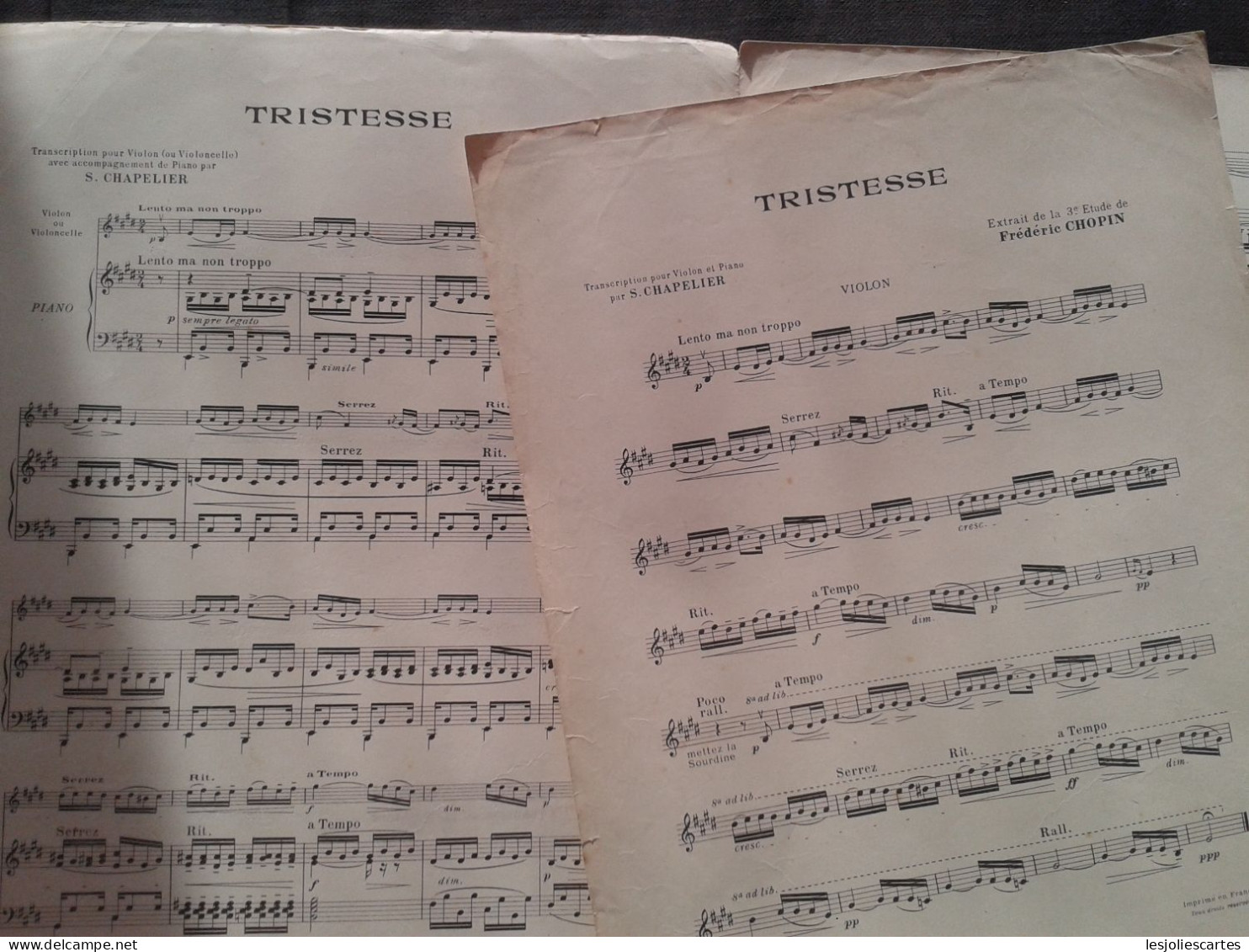 FREDERIC CHOPIN TRISTESSE OP 10 POUR VIOLON ET PIANO PARTITION MUSIQUE PHILIPPO - Bowed Instruments
