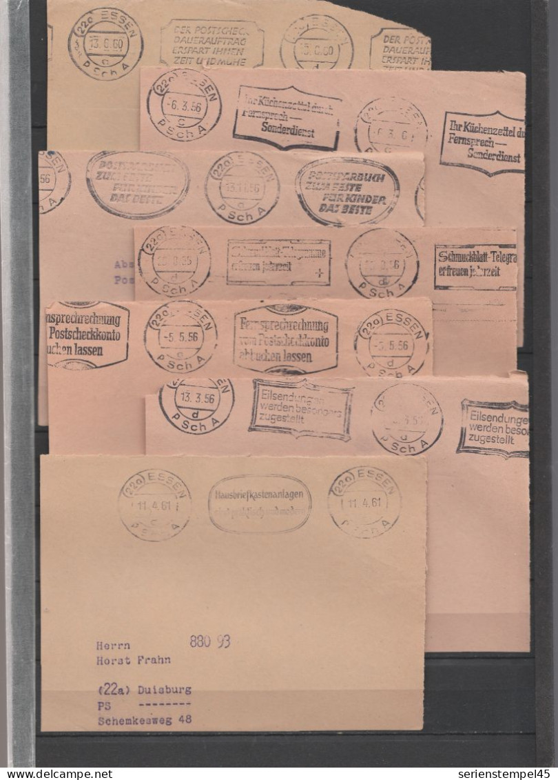 Postscheckamt Essen 10 Verschiedene Briefvorderseiten Mit MWST Aus Den 50er Und 60er Selten Postscheckbriefe 2 - Frankeermachines (EMA)