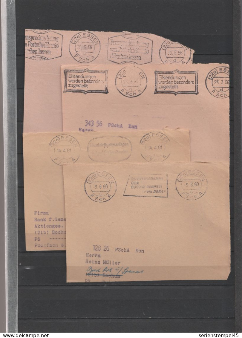 Postscheckamt Essen 10 Verschiedene Briefvorderseiten Mit MWST Aus Den 50er Und 60er Selten Postscheckbriefe 5 - Maschinenstempel (EMA)