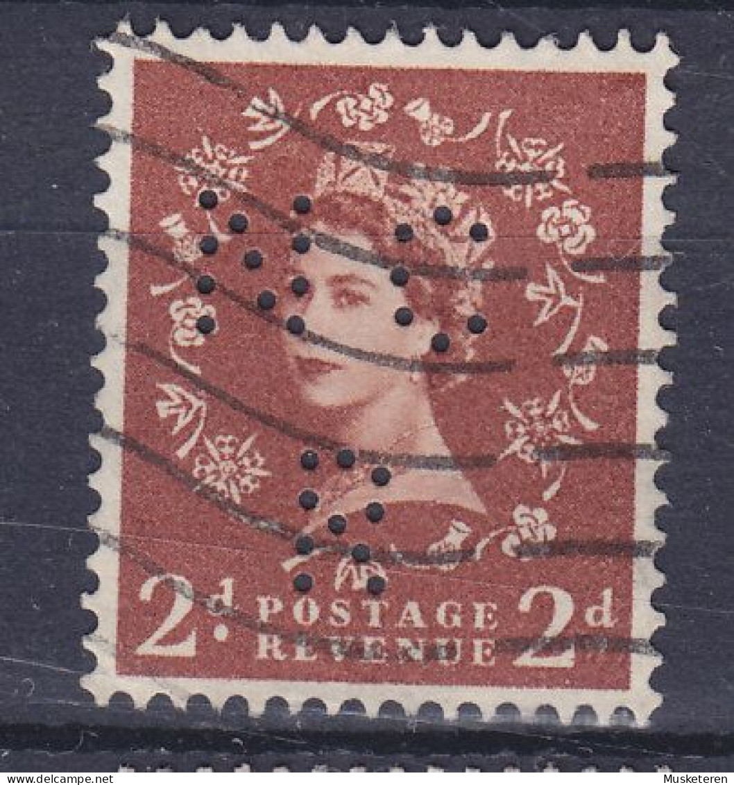 Great Britain Perfin Perforé Lochung  'NCR' 1958 Mi. 321 X X, QEII. (2 Scans) - Perfin