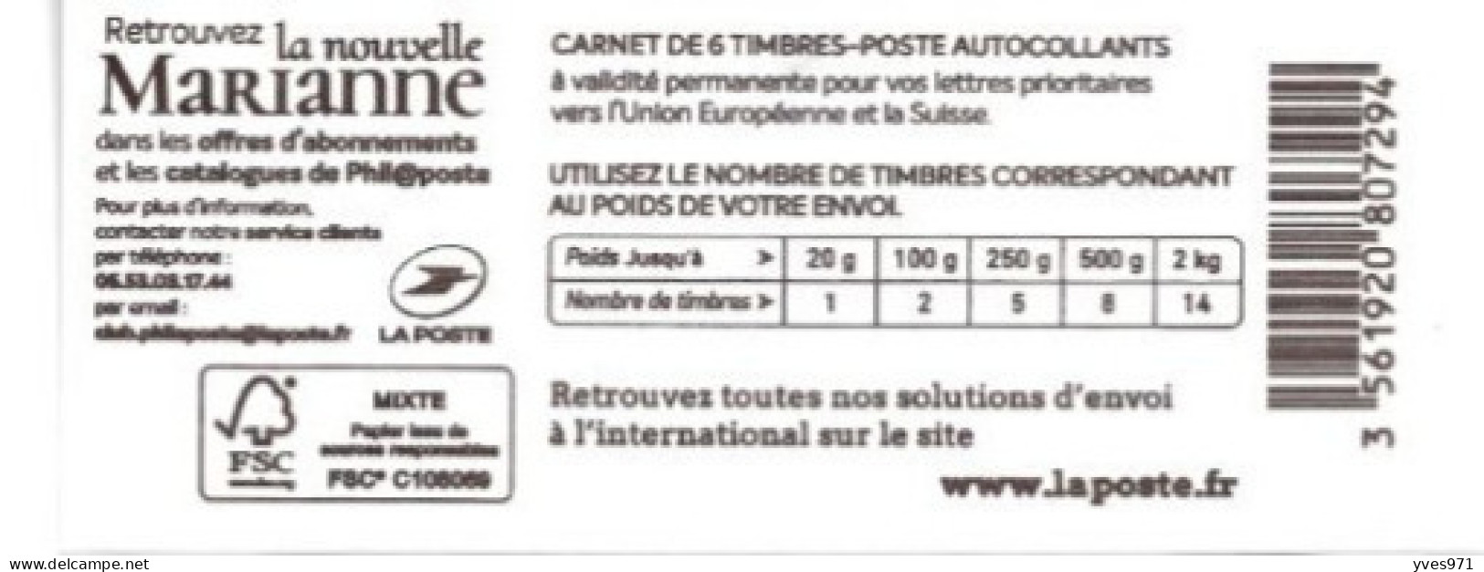 France - 2018 - Carnet 1603 C1 Auto-adhésif - Neuf - Markenheftchen