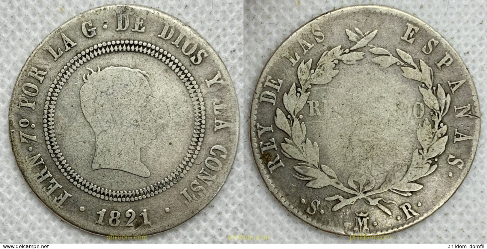 2699 ESPAÑA 1821 FERNANDO VII - 10 REALES - 1821 SR - RESELLADO - Collezioni