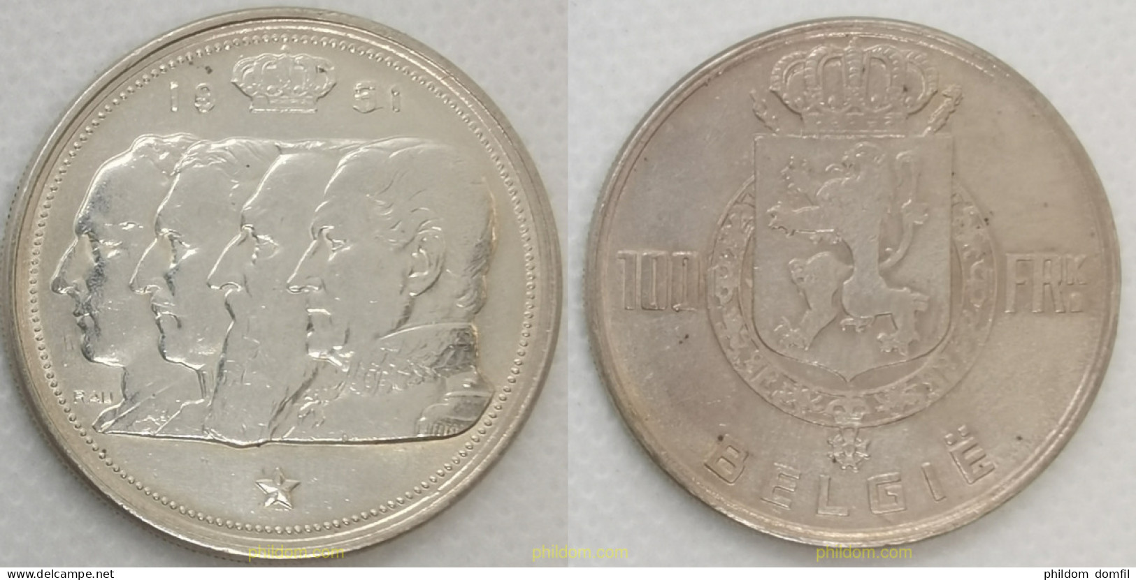 2900 BELGICA 1951 BELGIUM 1951 100 FRANCS - 10 Cent & 25 Cent