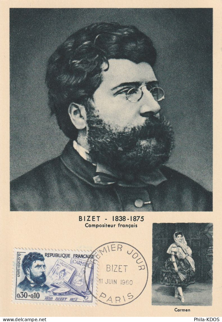 " GEORGES BIZET " Sur Carte Maximum De 1960 N° YT 1261. Oblitération PARIS Parfait état CM à Saisir !!! - Sonstige & Ohne Zuordnung