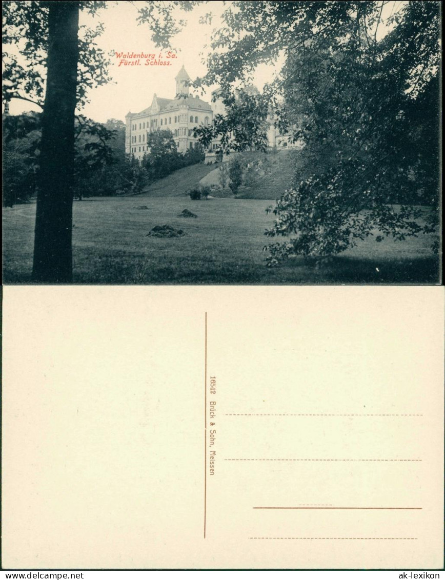 Ansichtskarte Waldenburg (Sachsen) Schloss - Parkseite 1914 - Waldenburg (Sachsen)