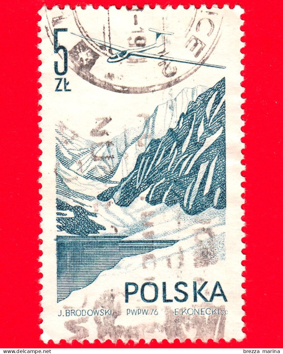 POLONIA - Usato - 1976 - Aereo - Aliante - Montagne - Paesaggi - Posta Aerea - Jantar Glider - 5 - Usati