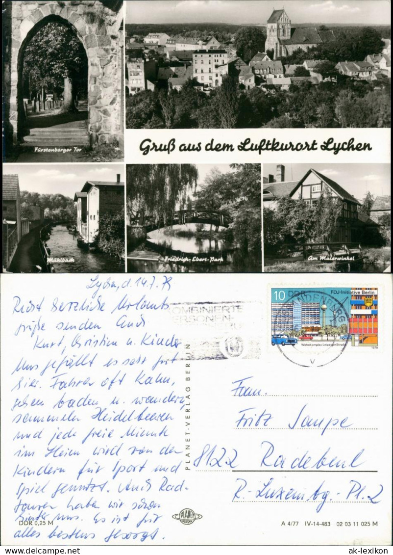 Lychen DDR Mehrbild-AK Mühlbach, Ebert-Park, Malerwinkel Uvm. 1978 - Lychen