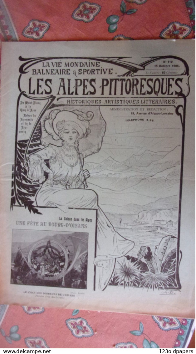 1905 LES ALPES PITTORESQUES N°110  FETE A BOURG D OISANS  AVIGNON  AIX LES BAINS PELOUX PRAYER CONFISERI GRENOBLE PUB... - 1901-1940