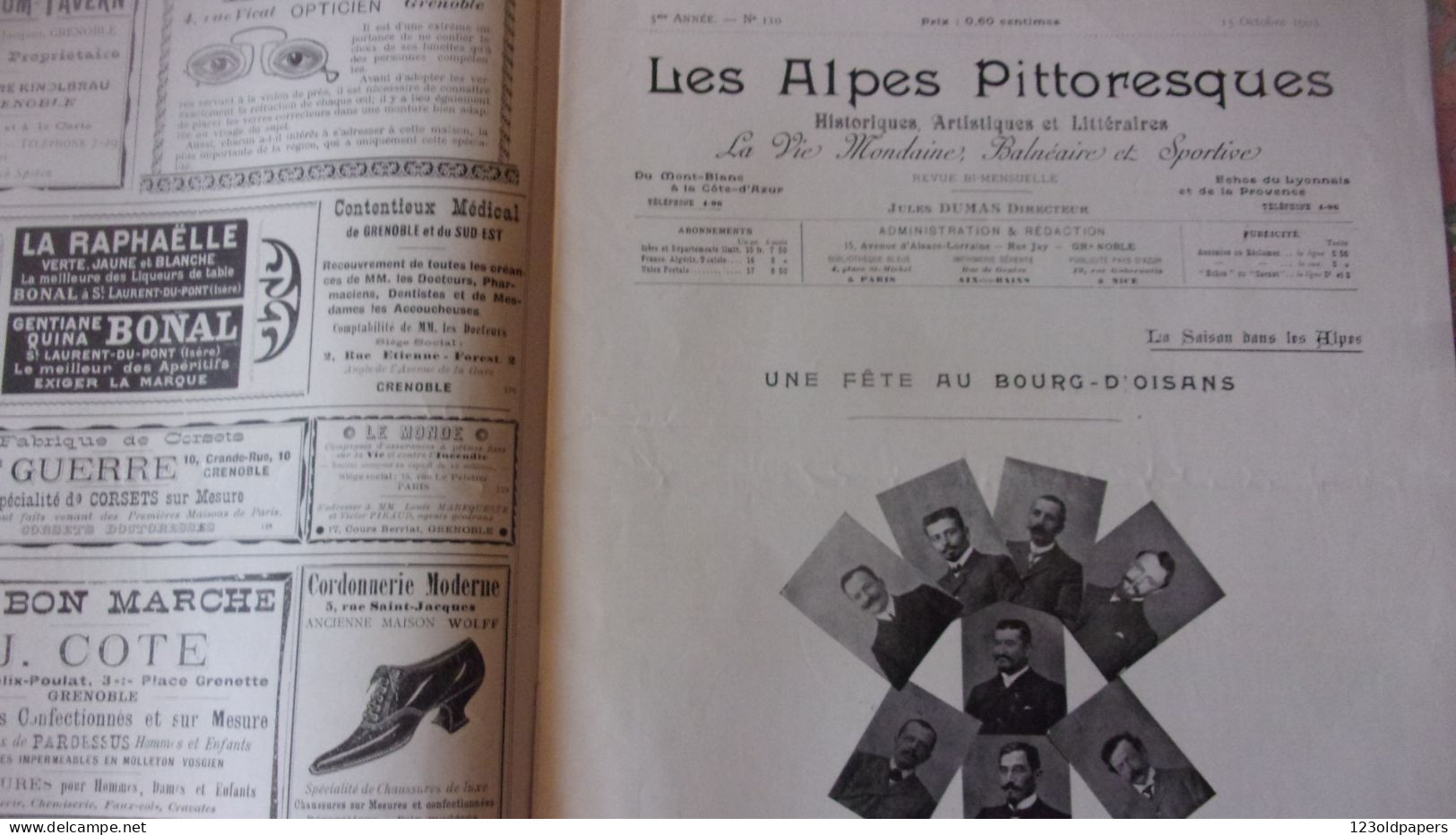 1905 LES ALPES PITTORESQUES N°110  FETE A BOURG D OISANS  AVIGNON  AIX LES BAINS PELOUX PRAYER CONFISERI GRENOBLE PUB... - 1901-1940