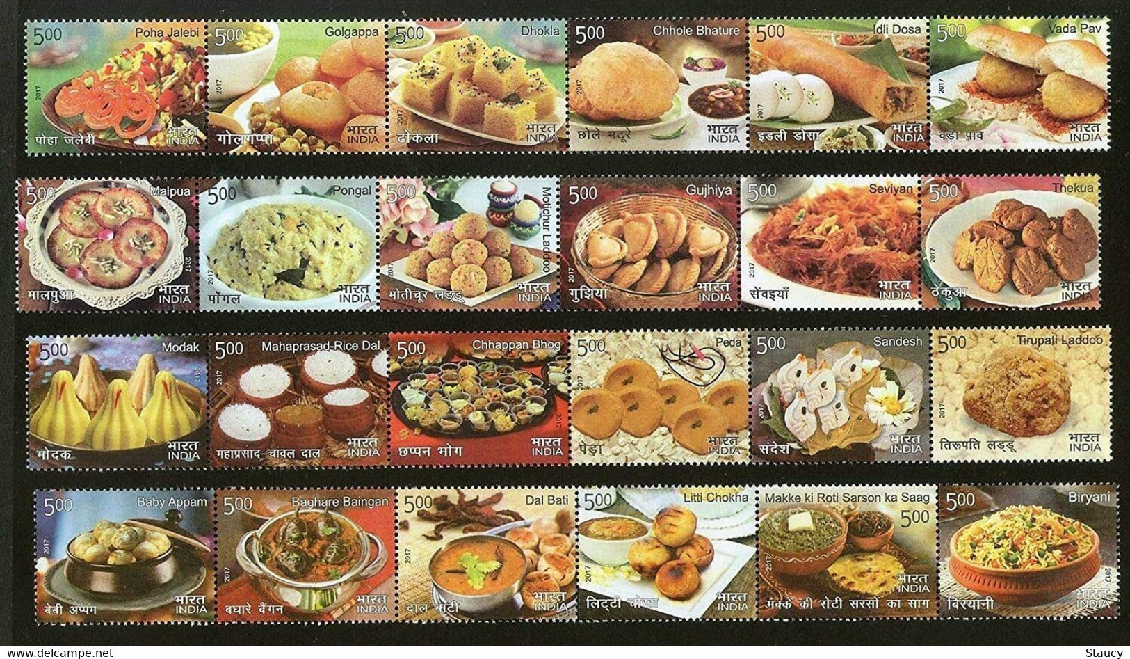 India 2017 Indian Food Cuisine Stamps Complete 24v Se-Tenant Stamps Set MNH As Per Scan - Ungebraucht