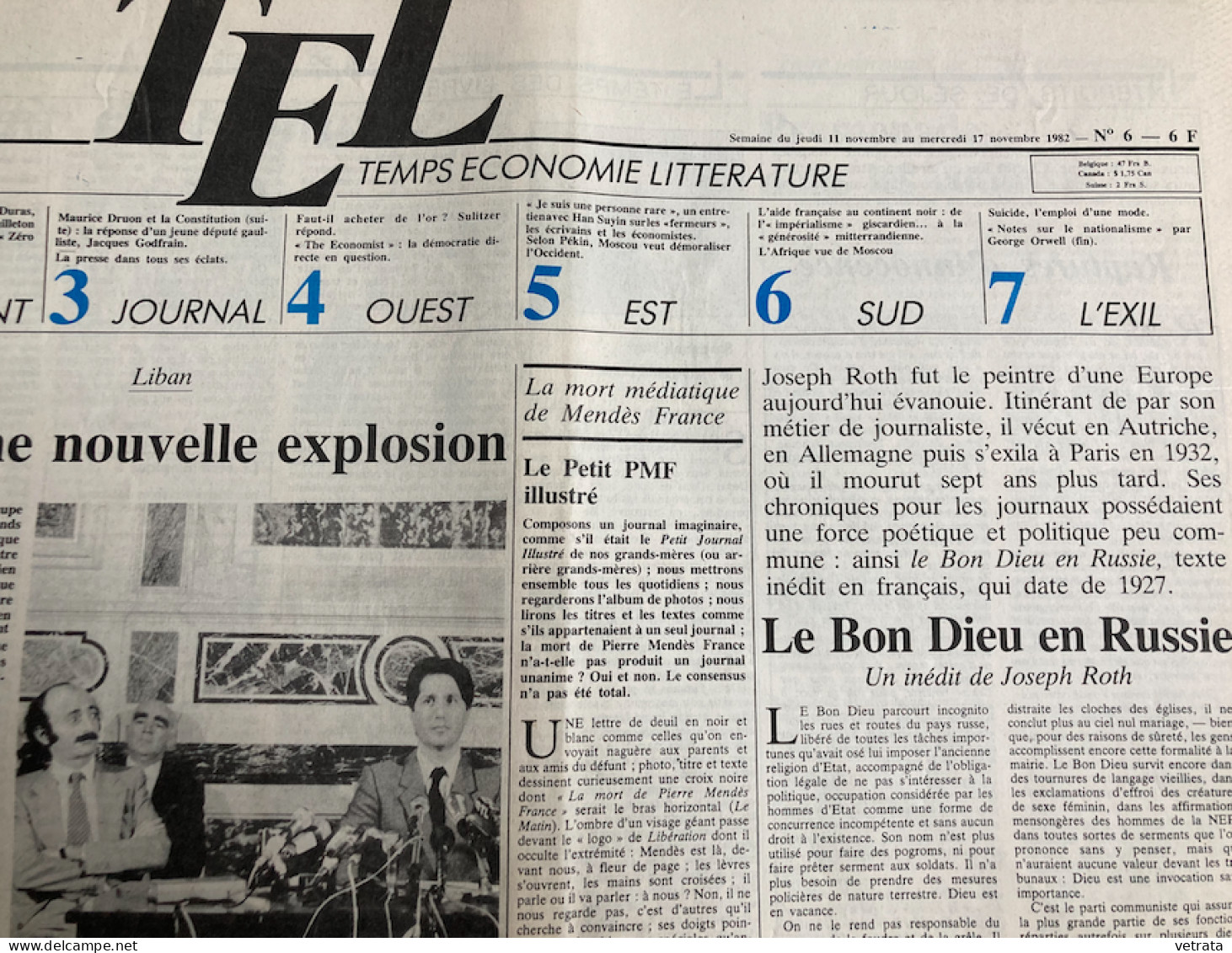 Joseph Roth : Tarabas (points Seuil-1990 - Bon état) + TEL N°6-1982 (Le Bon Dieu En Russie, Inédit De J.R.) & Libération - Journaux Anciens - Avant 1800