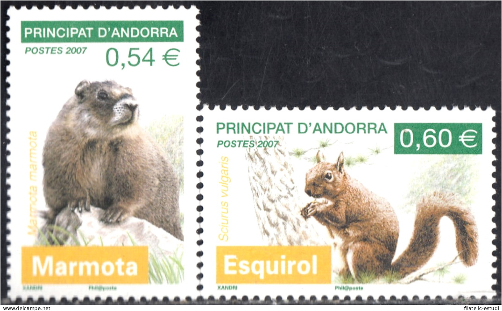 Andorra Francesa 634/35 2007 Fauna Animales Marmota Y Esquirol MNH - Otros & Sin Clasificación